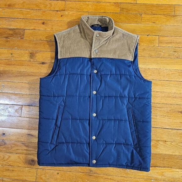 J Crew Authentic Outerwear Navy Puffer Vest Mens Small - Picture 1 of 5
